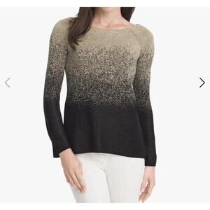 White House Black Market Sweater Womens M Metallic Lurex Black Gold Flare Sleeve